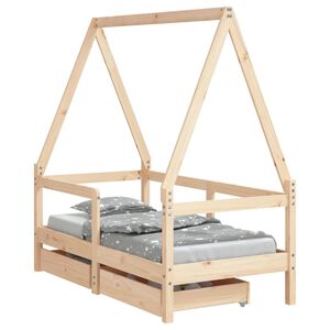 vidaXL Dětsk&aacute; postel se z&aacute;suvkami 70 x 140 cm masivn&iacute; borov&eacute; dřevo