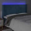 vidaXL Čelo postele s LED tmavě modr&eacute; 163 x 16 x 118/128 cm samet