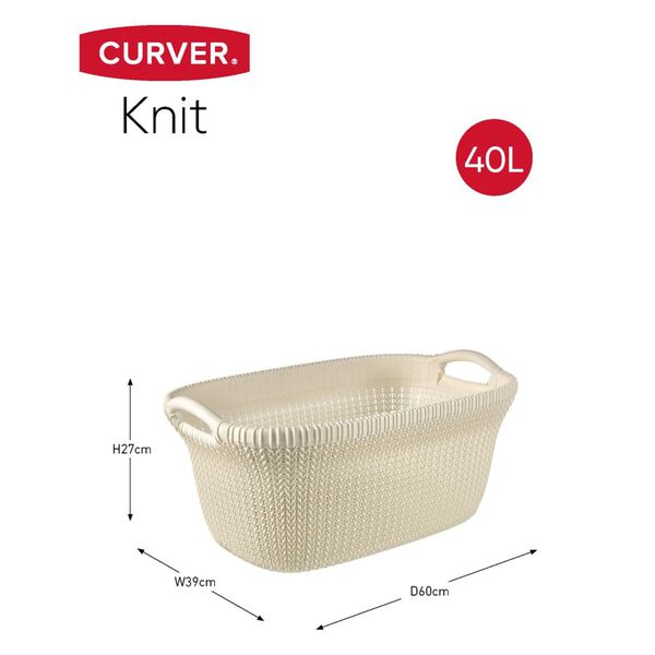 Curver Koš na prádlo Knit 40 l krémově bílý