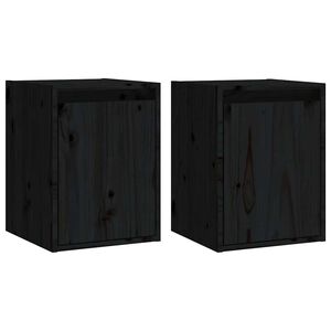vidaXL N&aacute;stěnn&eacute; skř&iacute;ňky 2 ks čern&eacute; 30x30x40 cm masivn&iacute; borov&eacute; dřevo