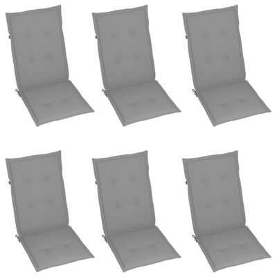 vidaXL Zahradní židle 6 ks s šedými poduškami masivní teak