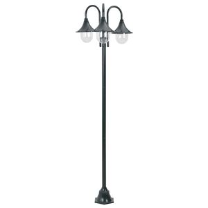 vidaXL Zahradn&iacute; sloupov&aacute; lampa 3 ramena E27 220 cm hlin&iacute;k tmavě zelen&aacute;