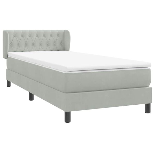 vidaXL Box spring postel s matrac&iacute; světle &scaron;ed&aacute; 80x210 cm samet