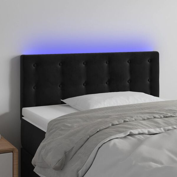 vidaXL Čelo postele s LED čern&eacute; 90x5x78/88 cm samet