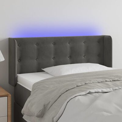 vidaXL Čelo postele s LED tmavě šedé 83 x 16 x 78/88 cm samet