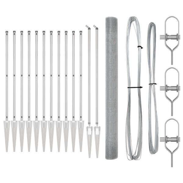 vidaXL Plotov&yacute; sloupek. Stř&iacute;brn&aacute; 25 x 1,6 m (25 x 25 mm s&iacute;ť) Ocel