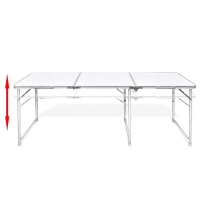 Skládací kempingový stůl s nastavitelnou výškou, hliníkový 180 x 60 cm