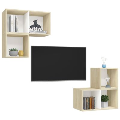 vidaXL 4dílný set TV skříněk bílý a dub sonoma kompozitní dřevo