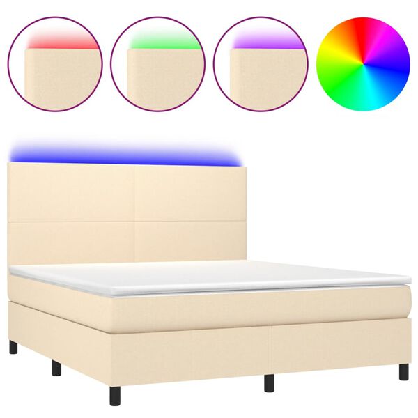 vidaXL Box spring postel s matrac&iacute; a LED kr&eacute;mov&aacute; 160x200 cm textil