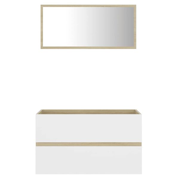 vidaXL 2d&iacute;ln&yacute; set koupelnov&eacute;ho n&aacute;bytku b&iacute;l&yacute; a dub sonoma dřevotř&iacute;ska