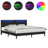 vidaXL R&aacute;m postele s LED p&aacute;sky s čelo Čern&aacute; 180 x 200 cm Uměl&aacute; kůže