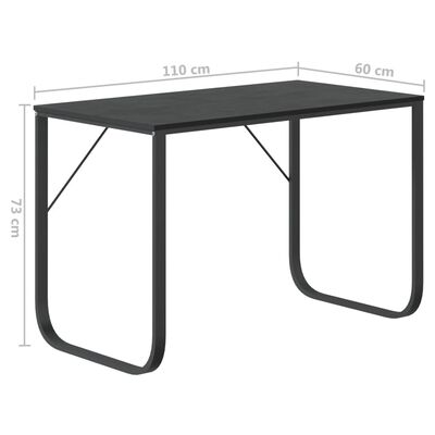vidaXL Počítačový stůl černý 110 x 60 x 73 cm dřevotříska