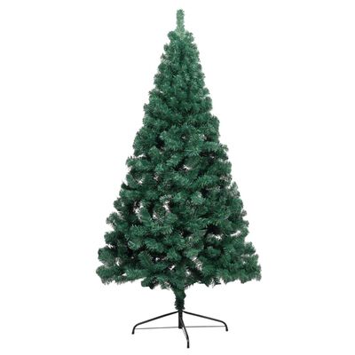 vidaXL Umělý vánoční půl stromek s LED a stojanem zelený 180 cm PVC
