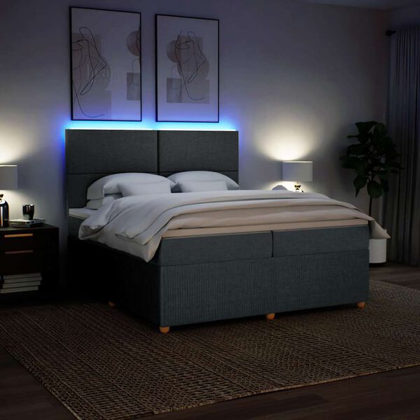 vidaXL Box spring postel s matrac&iacute; tmavě &scaron;ed&aacute; 200x200 cm textil