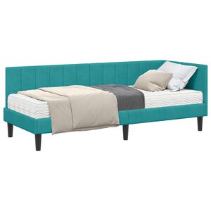 vidaXL Rohov&yacute; r&aacute;m postele s matrac&iacute; 2 ks Tyrkysov&aacute; 80 x 200 cm samet