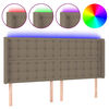 vidaXL Čelo postele s LED taupe 163 x 16 x 118/128 cm textil