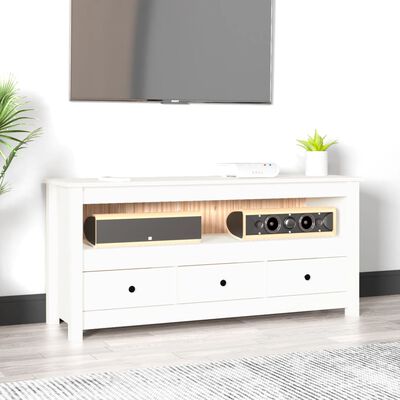 vidaXL TV skříňka bílá 114x35x52 cm masivní borové dřevo