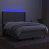 vidaXL Box spring postel s matrac&iacute; a LED světle &scaron;ed&aacute; 140x190 cm textil