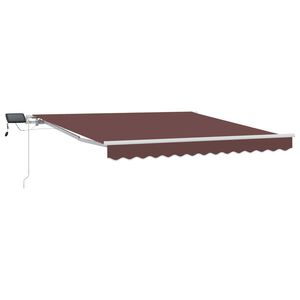 vidaXL Ručně zatahovac&iacute; mark&yacute;za s LED světly hněd&aacute; 300 x 250 cm
