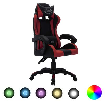 vidaXL Herní židle s RGB LED podsvícením vínovo-černá umělá kůže