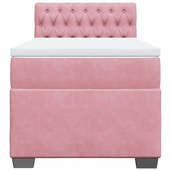 vidaXL Box spring postel s matrac&iacute; růžov&aacute; 90x200 cm samet