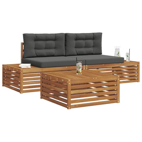 vidaXL Venkovn&iacute; pohovkov&aacute; souprava 3 Kus Přirozen&aacute; a Anthracitov&aacute;