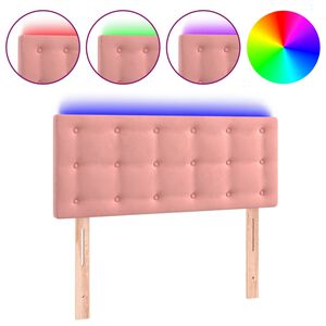 vidaXL Čelo postele s LED růžov&eacute; 80 x 5 x 78/88 cm samet