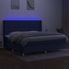 vidaXL Box spring postel s matrac&iacute; a LED modr&aacute; 200x200 cm textil