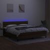 vidaXL Box spring postel s matrac&iacute; a LED tmavě hněd&aacute; 180x200 cm textil