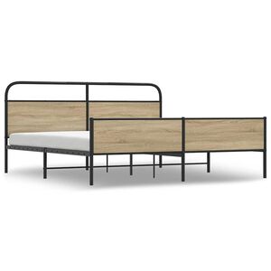 vidaXL Kovov&yacute; r&aacute;m postele bez matrace kouřov&yacute; dub 150 x 200 cm