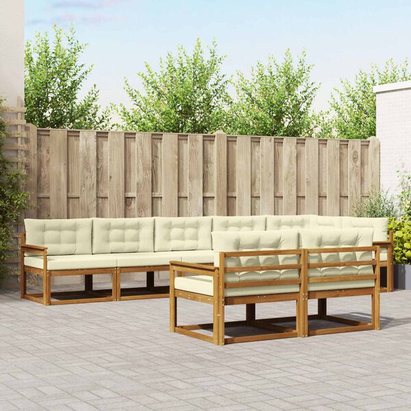 vidaXL Venkovn&iacute; pohovkov&aacute; souprava 8 pcs Přirozen&aacute; a Kr&eacute;mov&aacute;