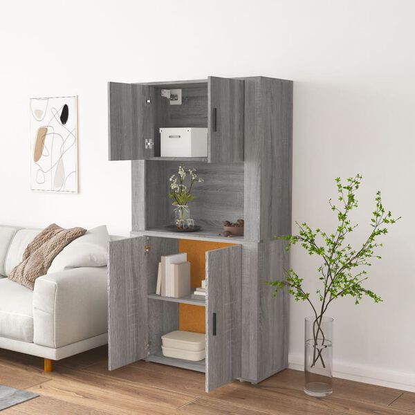 vidaXL Skř&iacute;ň highboard &scaron;ed&aacute; sonoma kompozitn&iacute; dřevo