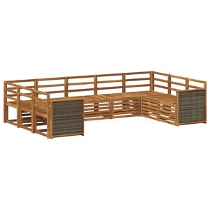 vidaXL Rohov&aacute; sofa sada 7 pcs Př&iacute;rodn&iacute; Masivn&iacute; ak&aacute;tov&eacute; dřevo