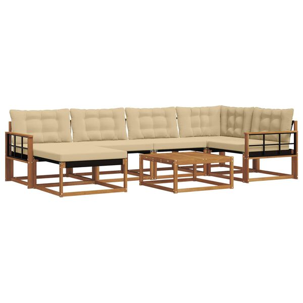 vidaXL Venkovn&iacute; pohovkov&aacute; souprava 19 pcs Přirozen&aacute; a B&eacute;žov&aacute;