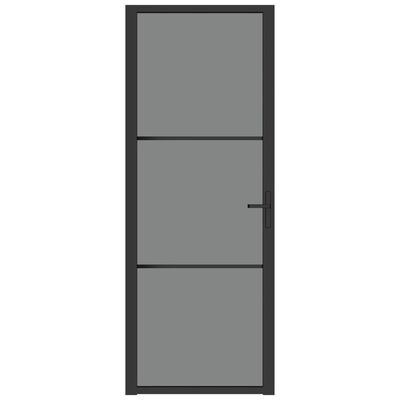 vidaXL Interiérové dveře 76 x 201,5 cm černé ESG sklo a hliník