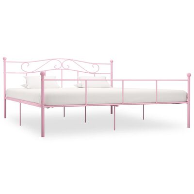 vidaXL Rám postele růžový kov 200 x 200 cm