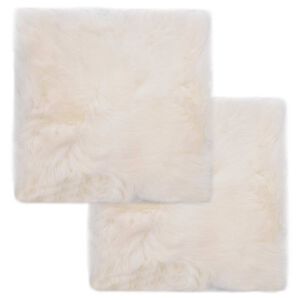 vidaXL Podsed&aacute;ky na židle 2 ks b&iacute;l&eacute; 40 x 40 cm prav&aacute; ovč&iacute; kůže
