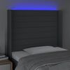 vidaXL Čelo postele s LED tmavě &scaron;ed&eacute; 103 x 16 x 118/128 cm textil