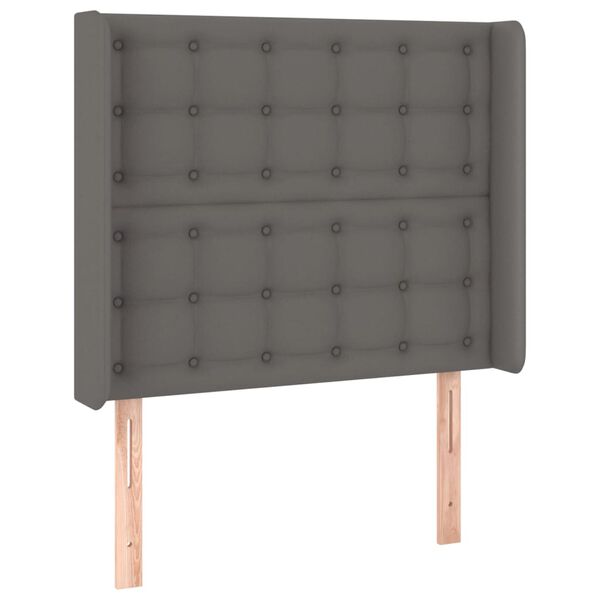 vidaXL Čelo postele s LED &scaron;ed&eacute; 83 x 16 x 118/128 cm uměl&aacute; kůže
