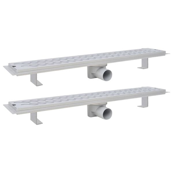 vidaXL Rovn&yacute; sprchov&yacute; odtokov&yacute; žlab 2ks vlnky 730x140mm nerezov&aacute; ocel