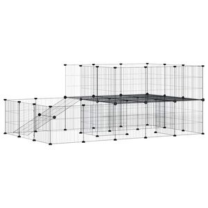 vidaXL 44panelov&aacute; ohr&aacute;dka pro zv&iacute;řata s dv&iacute;řky čern&aacute; 175 x 105 x 70 cm ocel