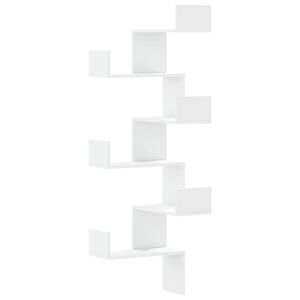 vidaXL Nástěnná rohová police bílá 45 x 45 x 147 cm kompozitní dřevo