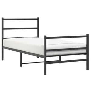 vidaXL Kovov&yacute; r&aacute;m postele s hlavov&yacute;m a nožn&iacute;m čelem čern&yacute; 90 x 200 cm
