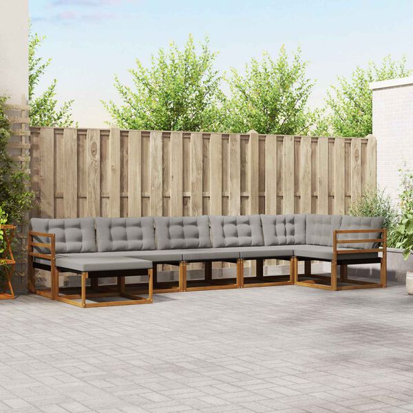 vidaXL Venkovn&iacute; pohovkov&aacute; souprava 7 pcs Př&iacute;rodn&iacute; a světle &scaron;ed&aacute;