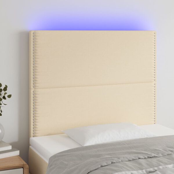 vidaXL Čelo postele s LED kr&eacute;mov&eacute; 80x5x118/128 cm textil