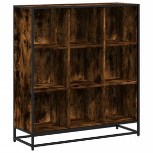 vidaXL Knihovna kouřov&yacute; dub 97,5x33x107,5 cm kompozitn&iacute; dřevo a kov