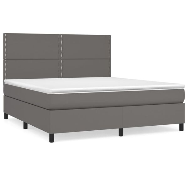 vidaXL Box spring postel s matrac&iacute; &scaron;ed&aacute; 160x200 cm uměl&aacute; kůže