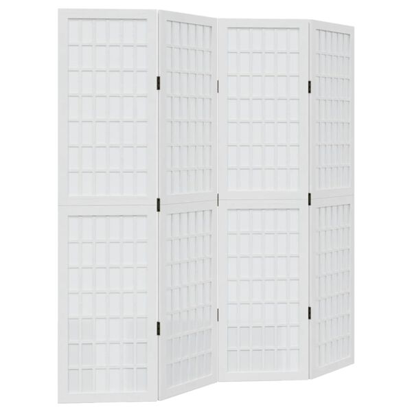 vidaXL Parav&aacute;n 4d&iacute;ln&yacute; b&iacute;l&yacute; masivn&iacute; dřevo pavlovnie