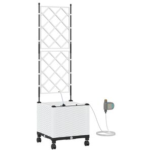 vidaXL Zahradn&iacute; pl&aacute;nter s zavlažov&aacute;n&iacute;m a koly B&iacute;l&aacute; 40 x 40 x 148 cm PP