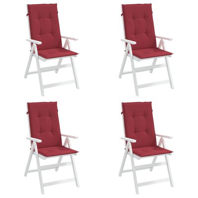 vidaXL Podušky na židli vysoké opěradlo 4 ks vínové 120x50x3 cm textil